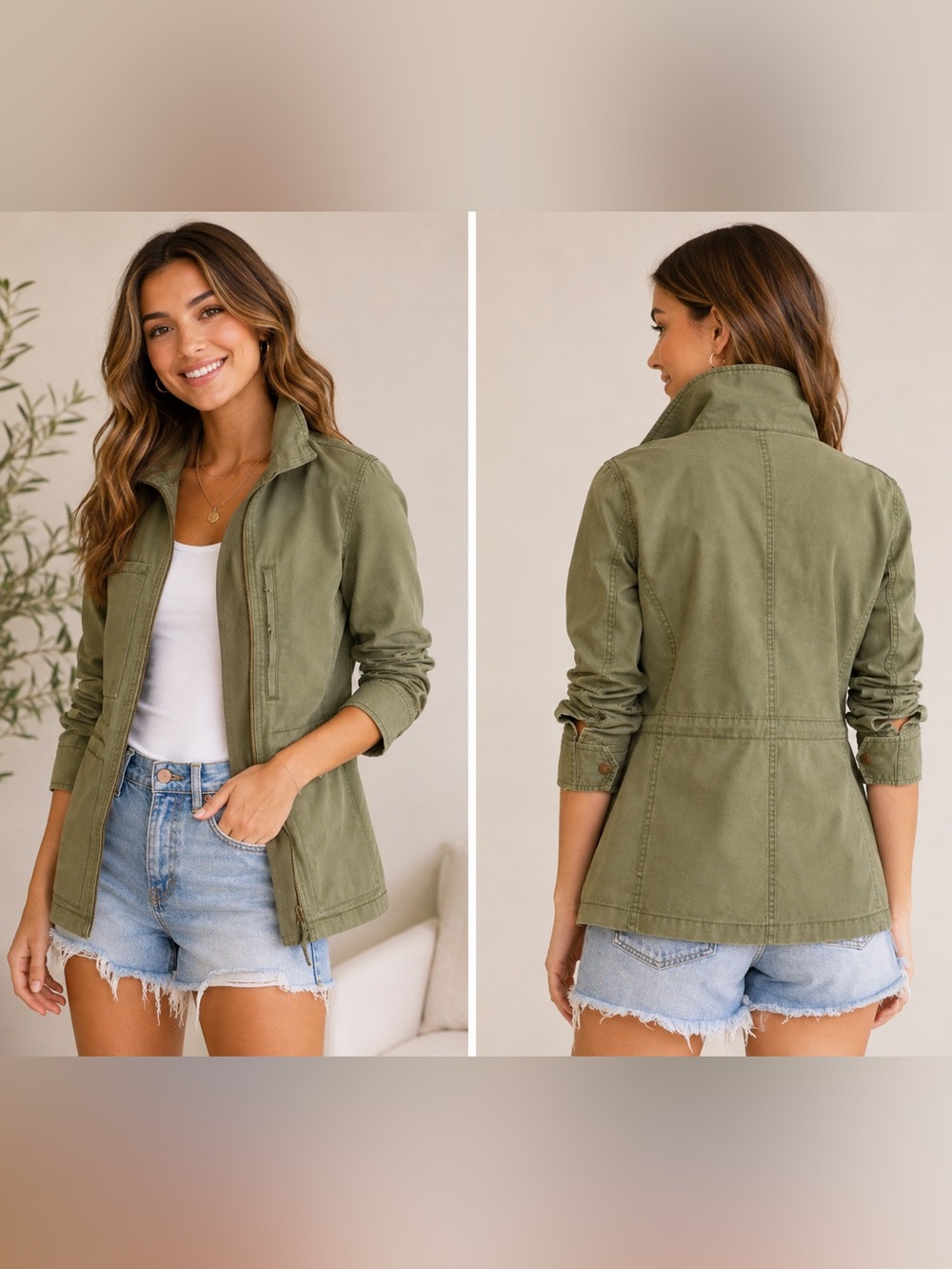 Madewell Olive Green Utility Jacket Medium 100% Cotton Military Field Jacket